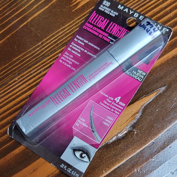 MAYBELLINE Illegal Length Fiber Extensions Washable Mascara 930 BLACKEST BLACK - Picture 1 of 8